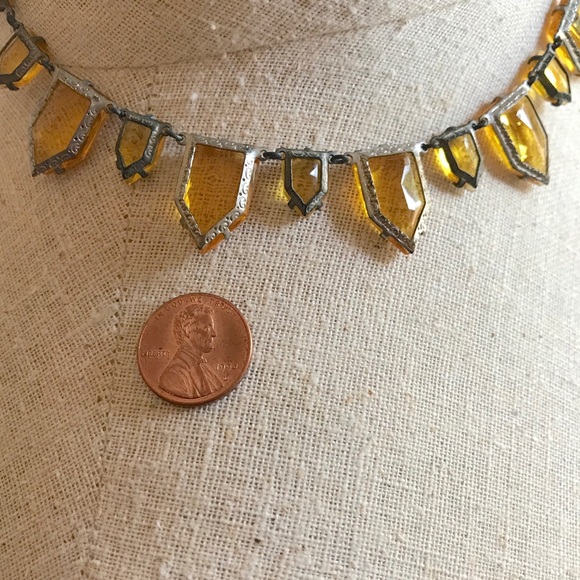 Art Deco Necklace Honey Amber Czech Glass Antique - Picture 5 of 8